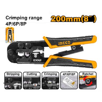 Pliers / প্লায়ার্স/ প্লাস / Plug   crimper / টেপার ও চাপার প্লাস/Ingco-HMPCN2468R