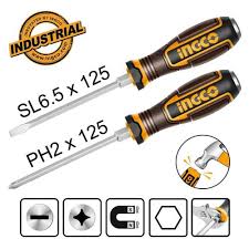 Screw Driver Phillips Go- Through 2 Pcs set / স্কুরু ড্রাইভা/Screw Driver/Ingco-HGTST0208